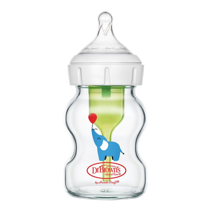 Dr. Brown's Options+ Wide Neck Glass Baby Bottle Elephant 150ml