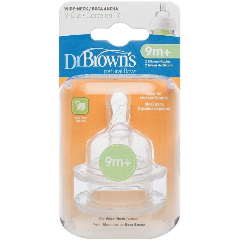 Dr Brown's Options Level Y Cut Baby Bottle Teats Pack, Wide, BPA Free, 9m+