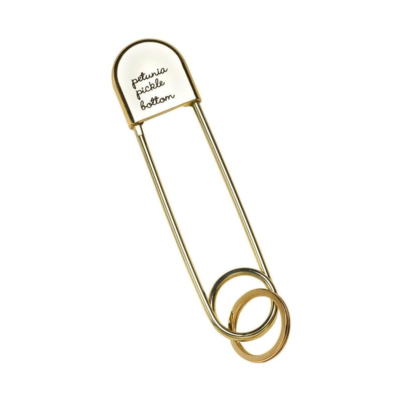 Petunia Pickle Bottom Safety Pin Keychain in Gold