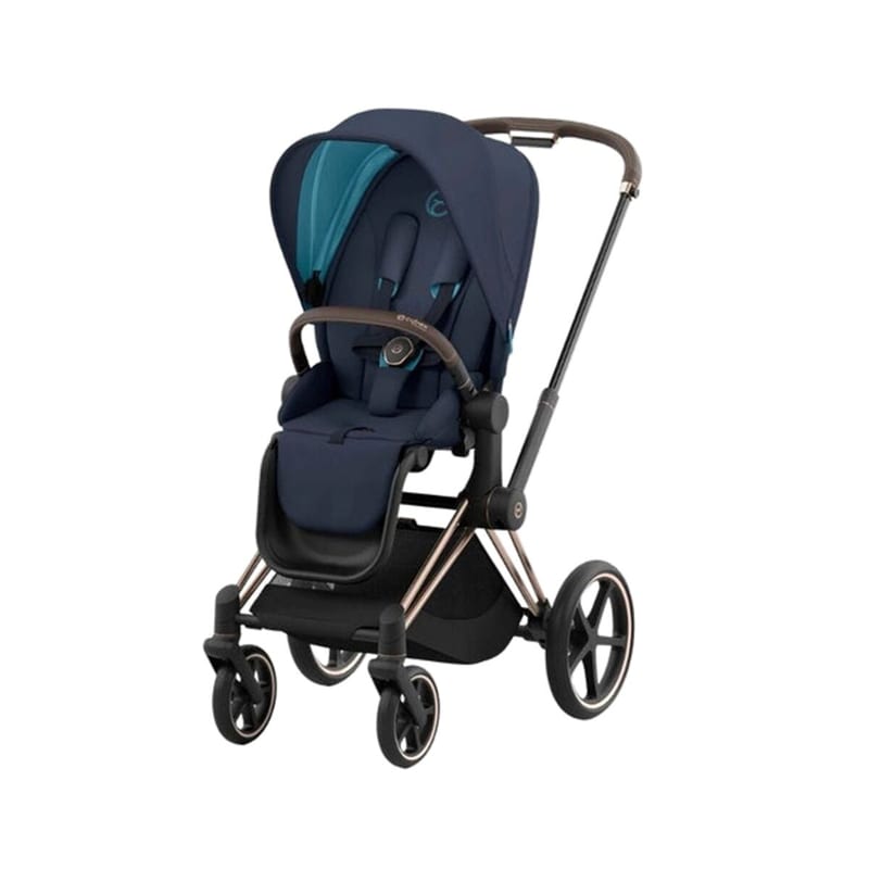 Cybex Priam 4 Rose Gold Frame with Nautical Blue Seat Pack