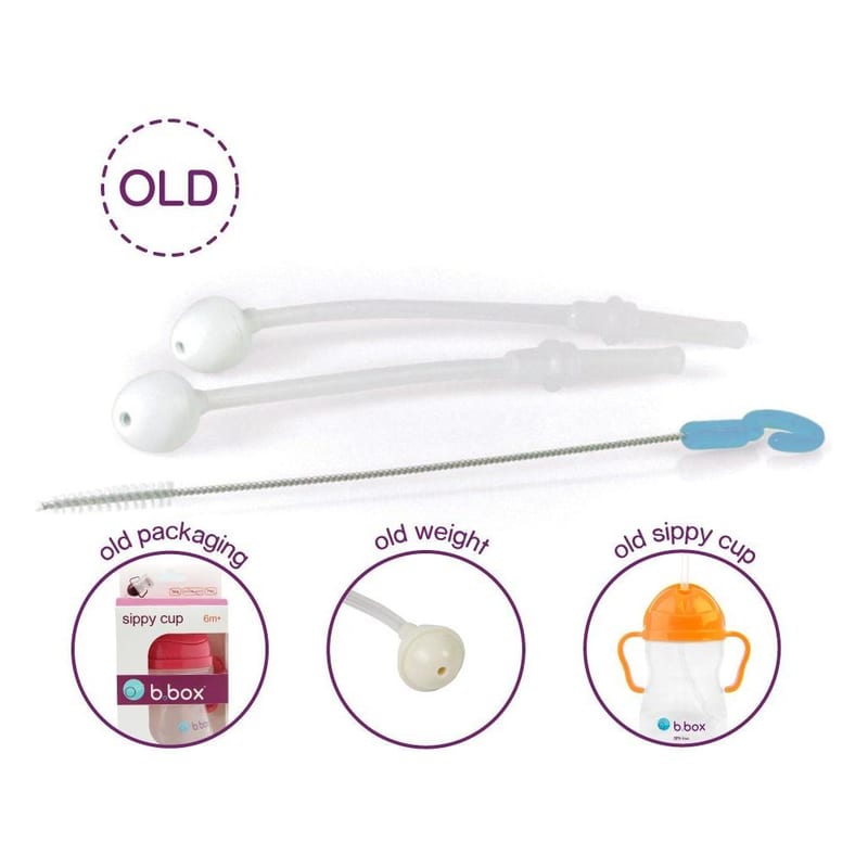 B.Box Replacement Straws & Cleaning Brush for Sippy Cup (For Old Cups Only)
