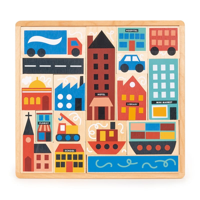 Mentari Toys Town Puzzle Wooden Puzzle