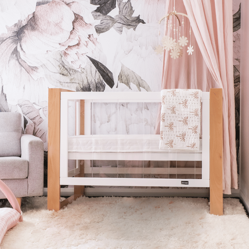 Babyhood Kaylula Bella Cot 4 in 1 White/Beech