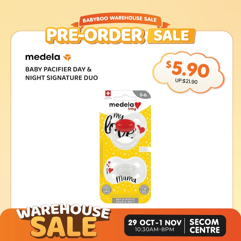 Babyboo Sale [Pre-Order] MEDELA Baby Pacifier, Night Signature Duo, Assorted Stages