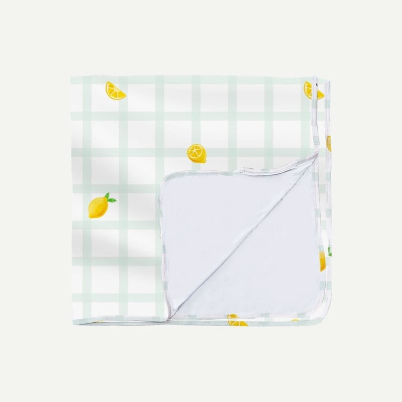 Elly Milley Signature Air Bamboo™ Baby Blanket - Gingham Green Lemon