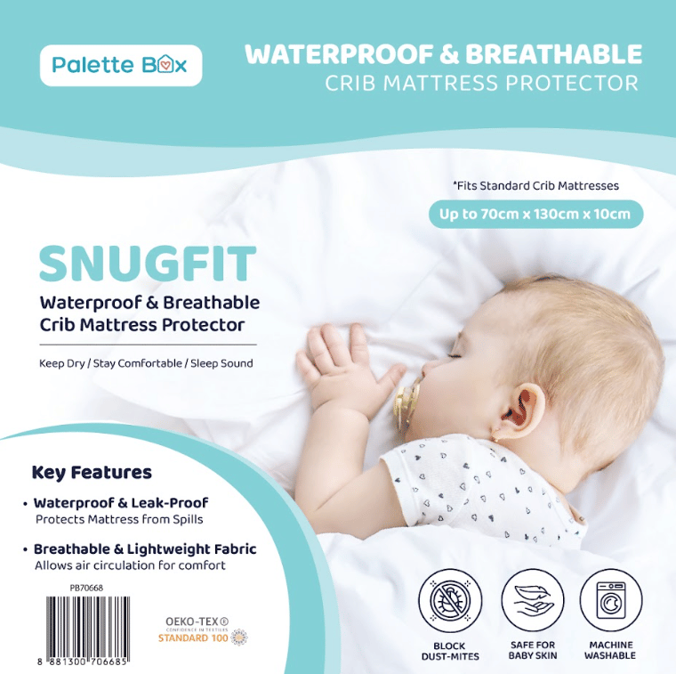 Palette Box SnugFit Waterproof & Breathable Crib Mattress Protector