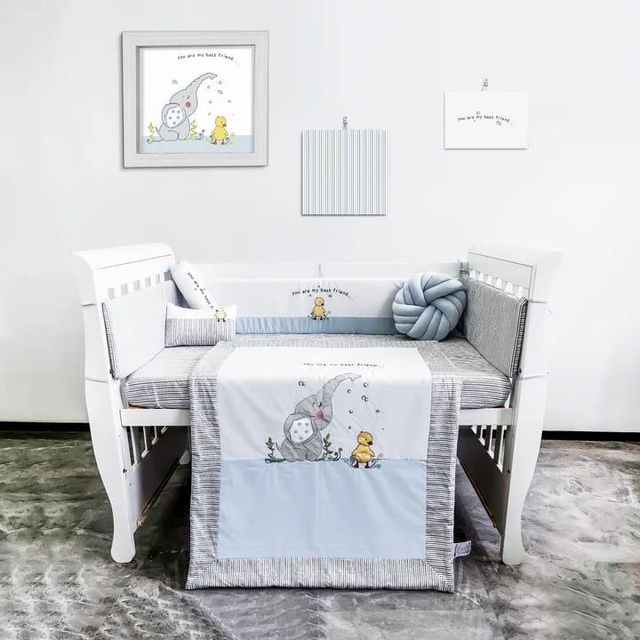 Palette Box 8pcs 100% Cotton Baby Bedding Set, Best Friend Elephant