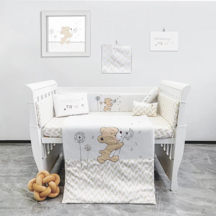 Palette Box 8pcs 100% Cotton Baby Bedding Set, Dandelion Bear