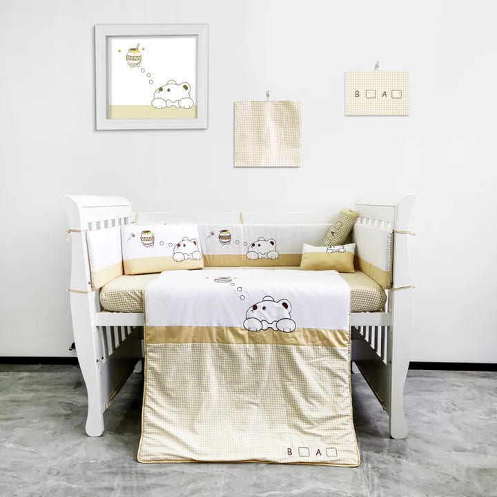 Palette Box 8pcs 100% Cotton Baby Bedding Set, Honey Bear