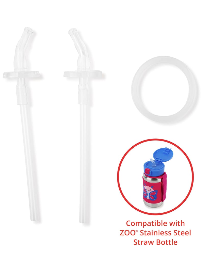 Skip Hop ZOO Stainless Steel Straw Bottle Extra Straws - 2-Pack