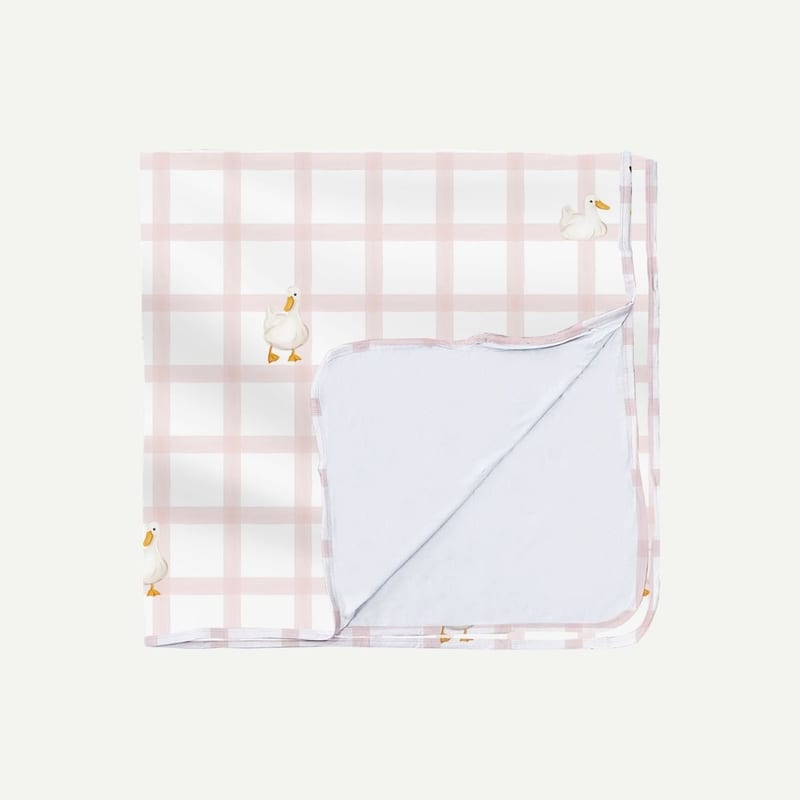 Elly Milley Signature Air Bamboo™ Baby Blanket - Gingham Pink Ducky