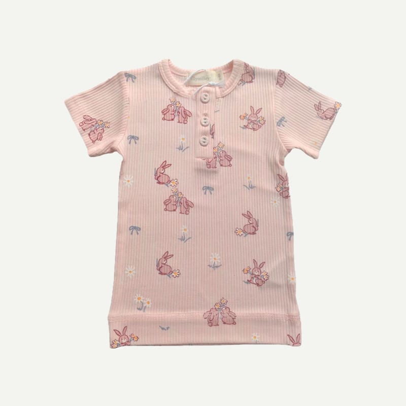 Elly Milley TENCEL™ Organic Cotton / Rêverie Button Tee - Spring Bunny
