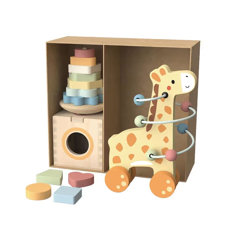 Lucky Baby Tookytoy TP521 Montessori Educative Learning Wooden 3 In 1 Box – Giraffe
