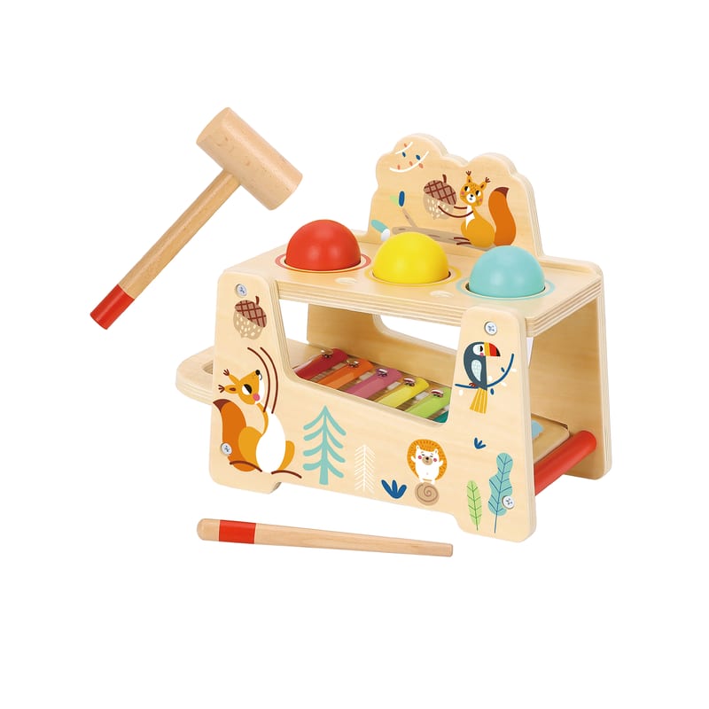 Lucky Baby Tookytoy TF827 Montessori Educative Learning Wooden Pound & Tap Bench Activity Toy