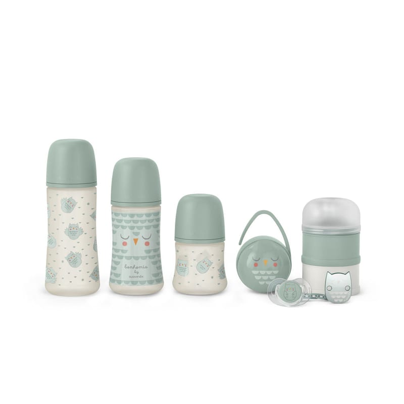 Suavinex Welcome Baby Gift Set 7 pieces - Bonhomia Owl Green