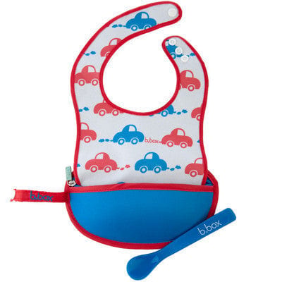 B.box Travel Bib w/ Baby Spoon (Beep Beep)