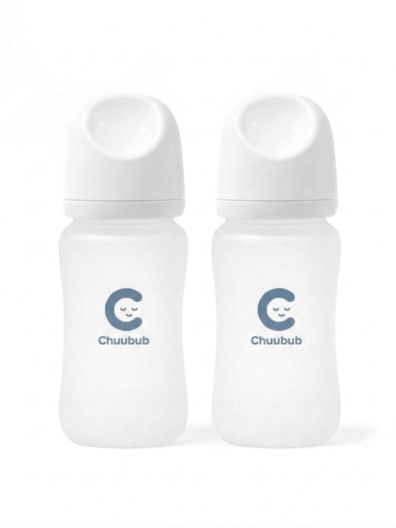 Chuubub Set of Two: SiliGlass Milk Bottle 240ml