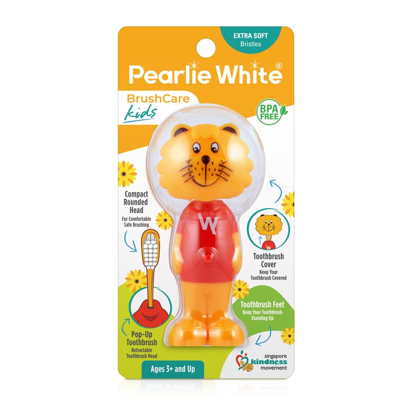 Pearlie White BrushCare Kids Pop-Up Extra Soft Toothbrush