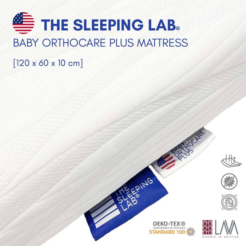 The Sleeping Lab Baby OrthoCare Plus Mattress | Orthopedic Foam with Airflow Holes & Removable Tencel Cover (120x60x10cm)