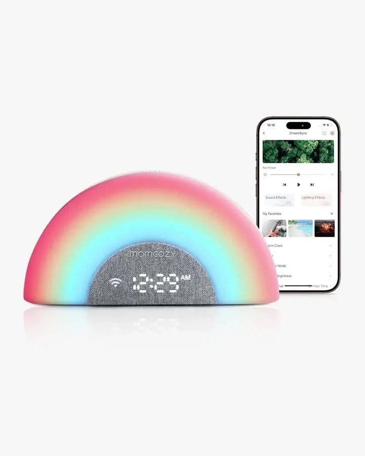 Momcozy DreamSync Smart Baby Sound Machine Rainbow Light App Control