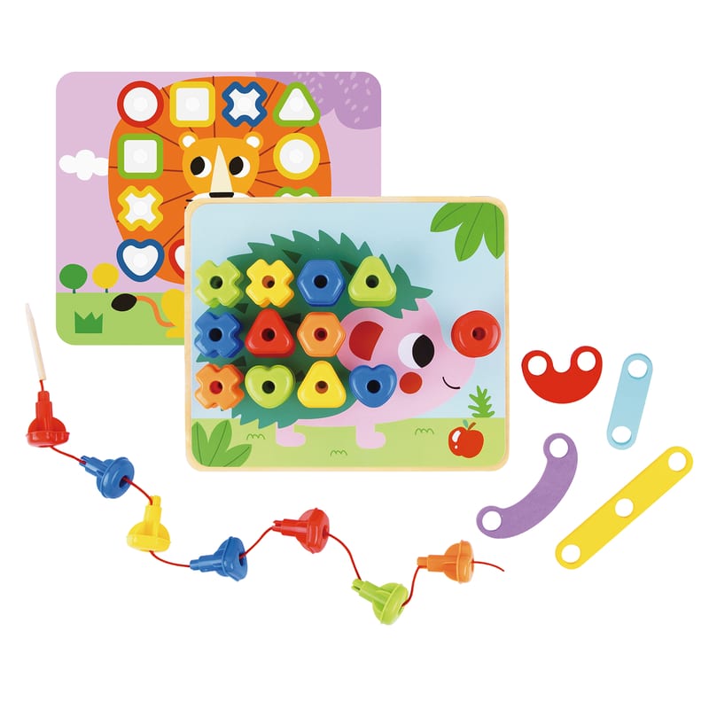 Lucky Baby Tookytoy TK089 Montessori Educative Learning Wooden Rainbow Stacking Peg Activity Toy