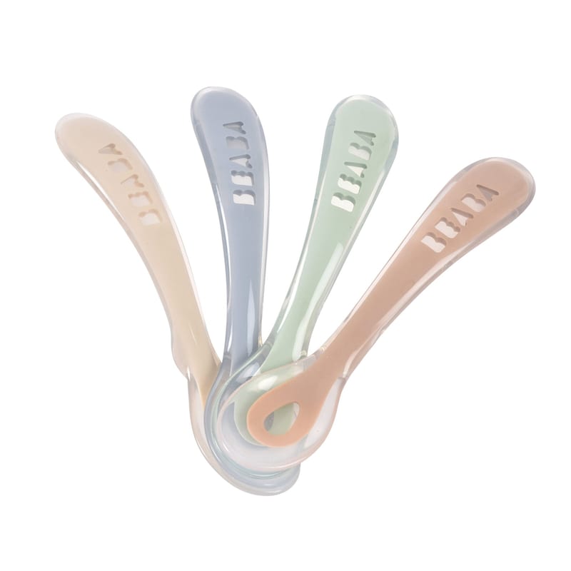 Beaba 2nd Stage Silicone Spoons 4 Pack - Natural