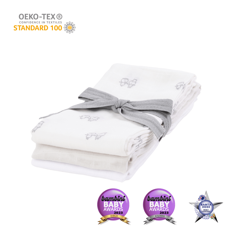 KIKI & SEBBY® Bamboo Cotton Muslin Squares – 3 Pack