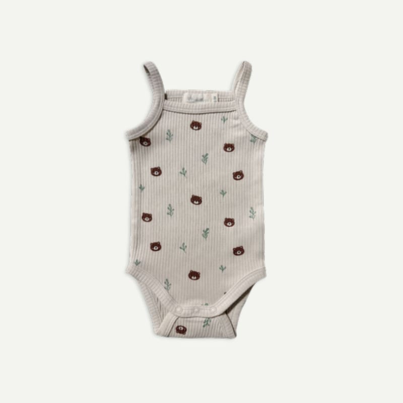 Elly Milley TENCEL™ Organic Cotton / Bouton Singlet Romper Woodland Bear
