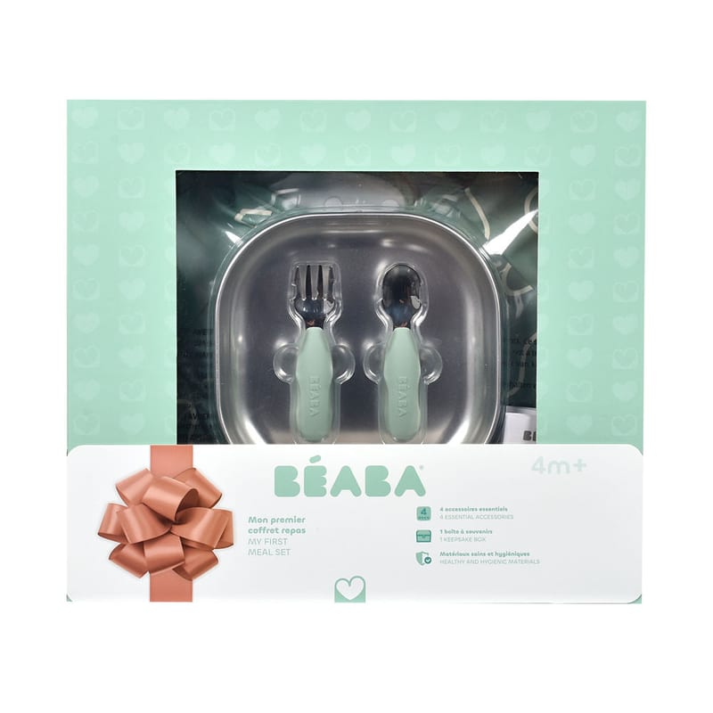 Beaba Stainless Steel Baby Meal Gift Set - Sage