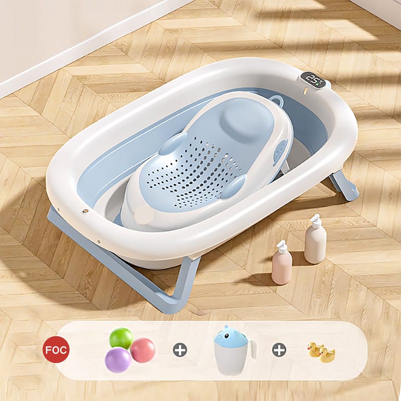 Lucky Baby 594452 / 594797 Galy Collapsible Bath Tub W/Thermometer + Jelly Bath Support (2 Colour Option)