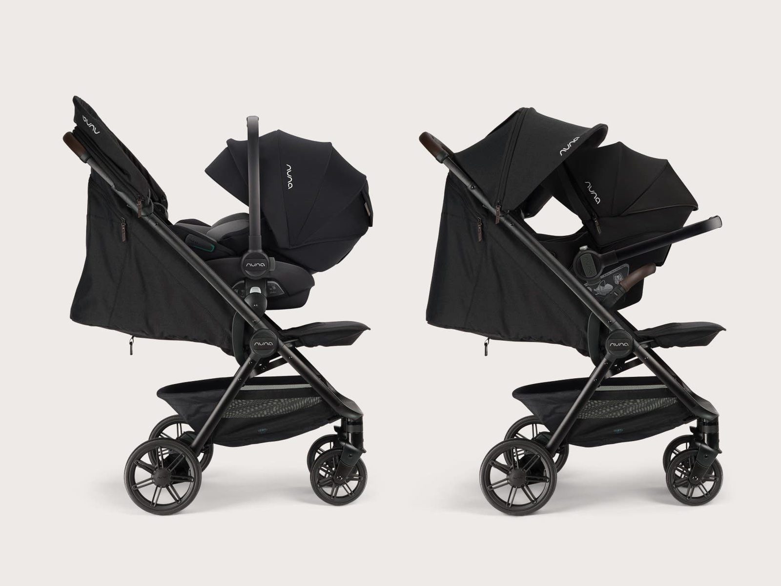Nuna Trvl Urbn stroller paired with a Nuna PIPA series infant car seat as a travel system