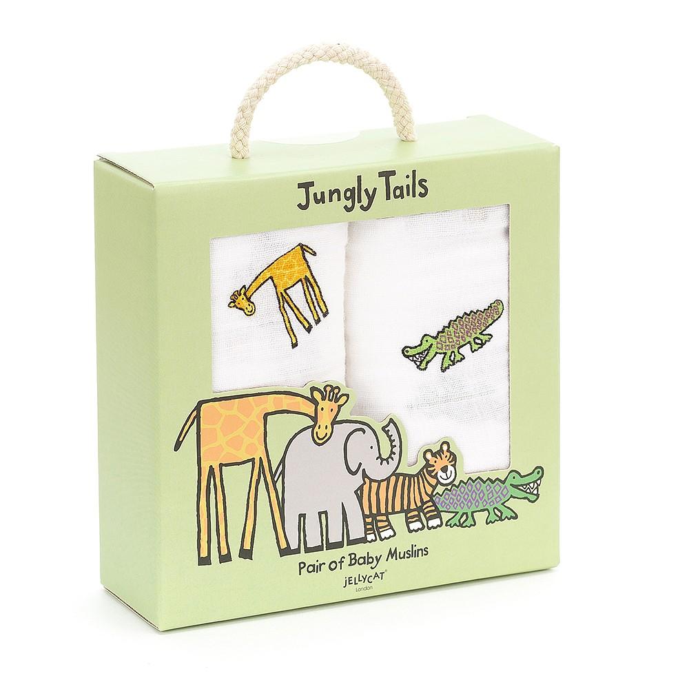 JellyCat Jungly Tails Pair Of Muslins