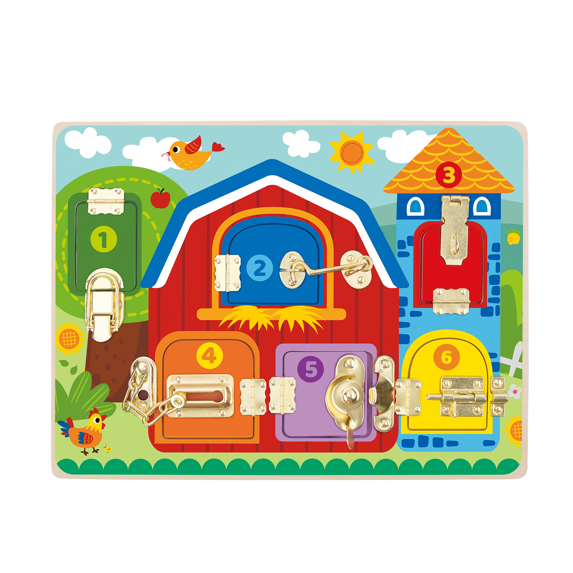 Lucky Baby Tookytoy TK044 Montessori Educative Learning Wooden Latches Activity Board