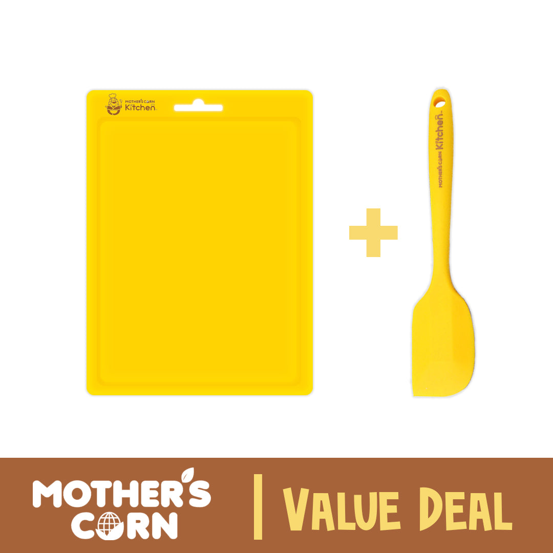 Mother's Corn Silicone Cutting Board Yellow + Mini Spatula | Kitchen Value Deal