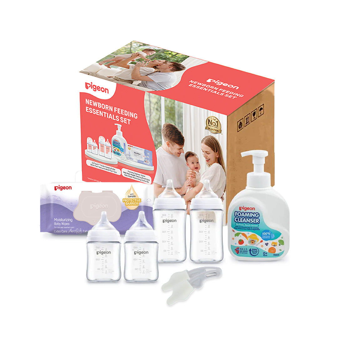 Pigeon Newborn Essential Feeding Set with Bottles and Cleanser
