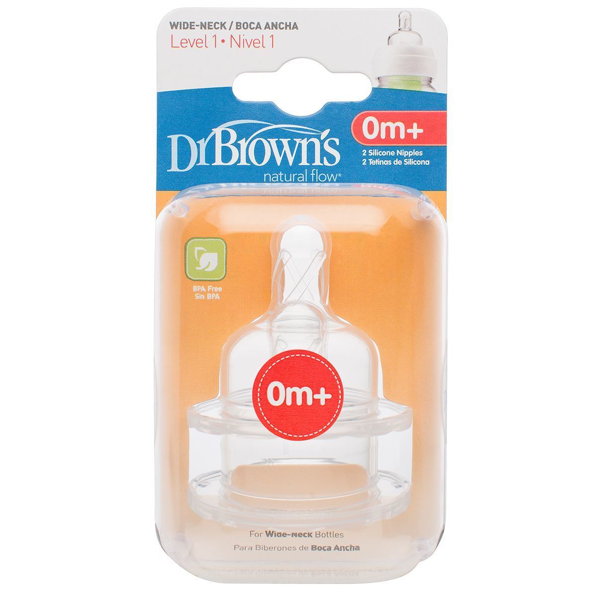 Dr Brown's Options Level 1 Baby Bottle Teats Pack Wide BPA Free, 0m+ 0-3M