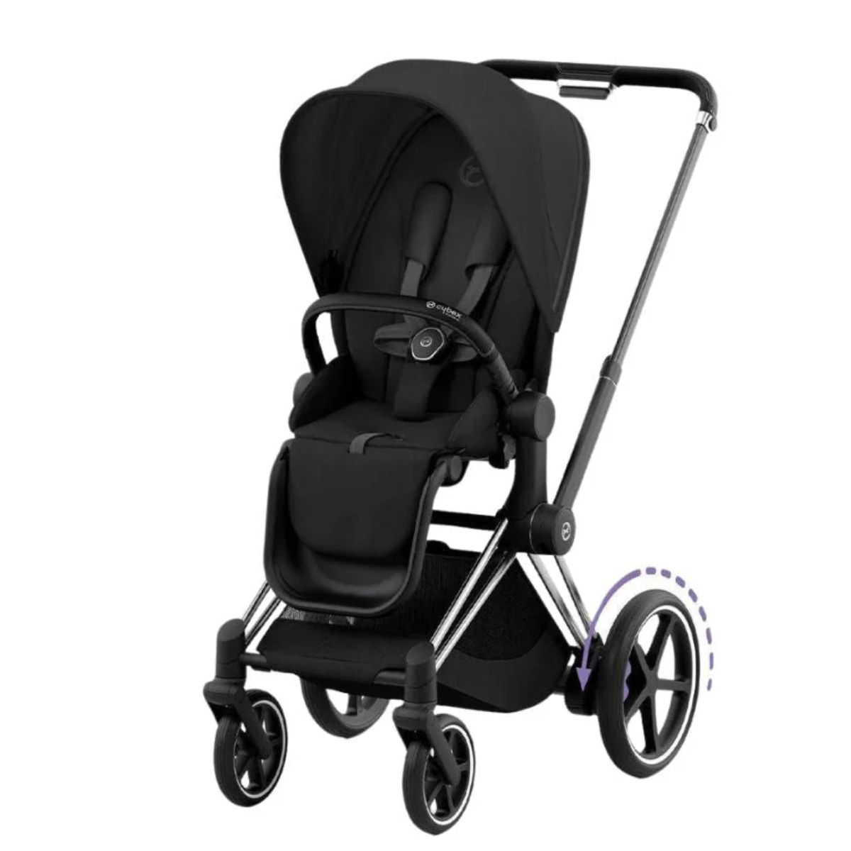Cybex E-Priam 4 Chrome with Black Details Frame with Sepia Black Seat Pack