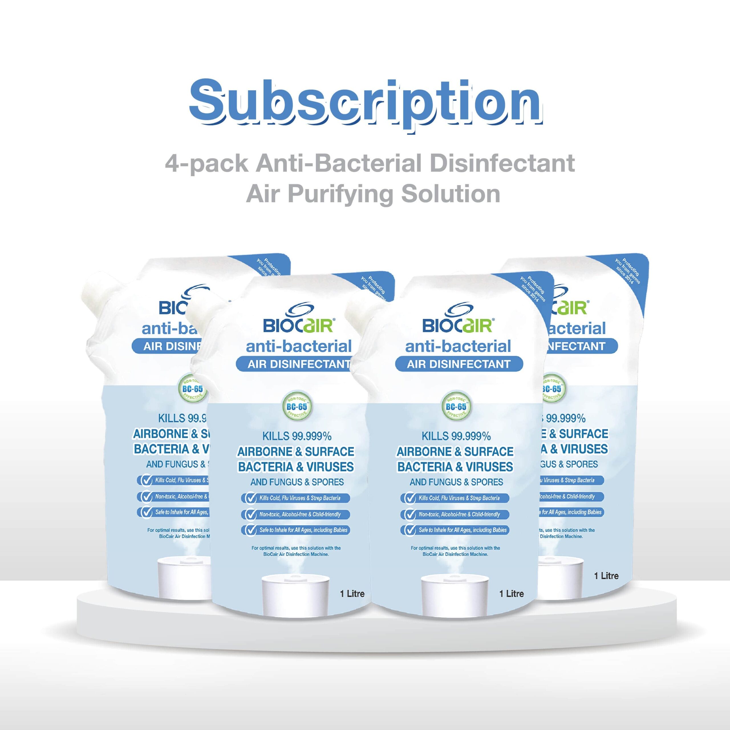 BioCair 4-Pack Anti-Bacterial Disinfectant Air Purifying Solution Subscription