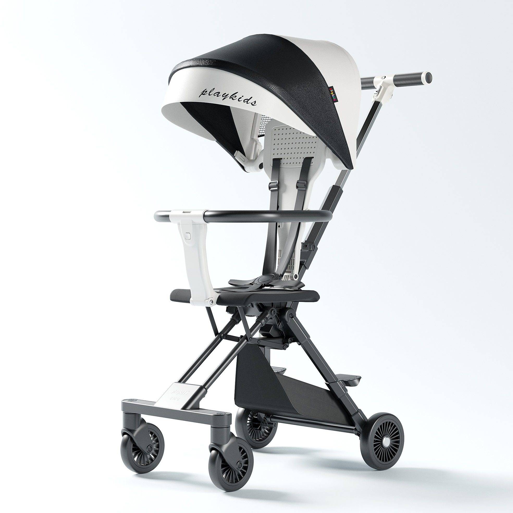 Lucky Baby Playkids 502013 Easi 2 Way Baby Cabin Stroller Rider/Walker - B&W