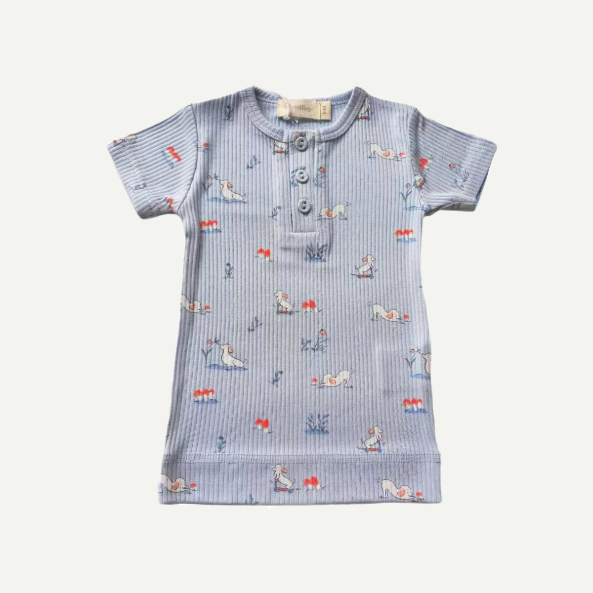 Elly Milley TENCEL™ Organic Cotton / Rêverie Button Tee - Pup Meadow