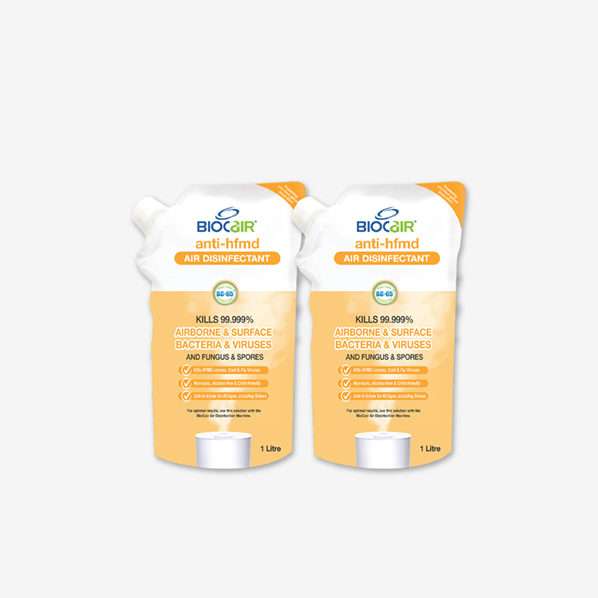 BioCair Anti-HFMD BioActive Air Purifying Solution, 1 Litre (2-Pack)