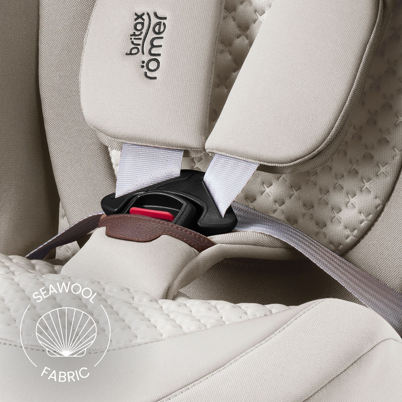 Britax Advansafix Pro — LUX sustainable SeaWool fabric detail (Soft Taupe)