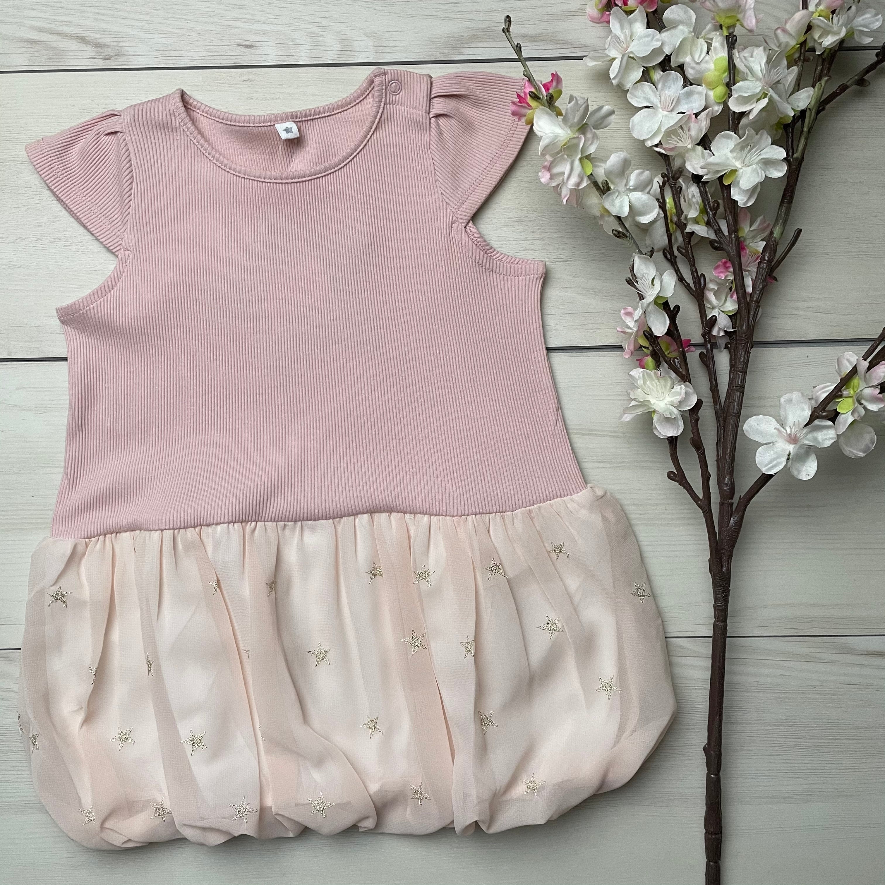 10mois (Dimowa) Star Chiffon Balloon One Piece Pink