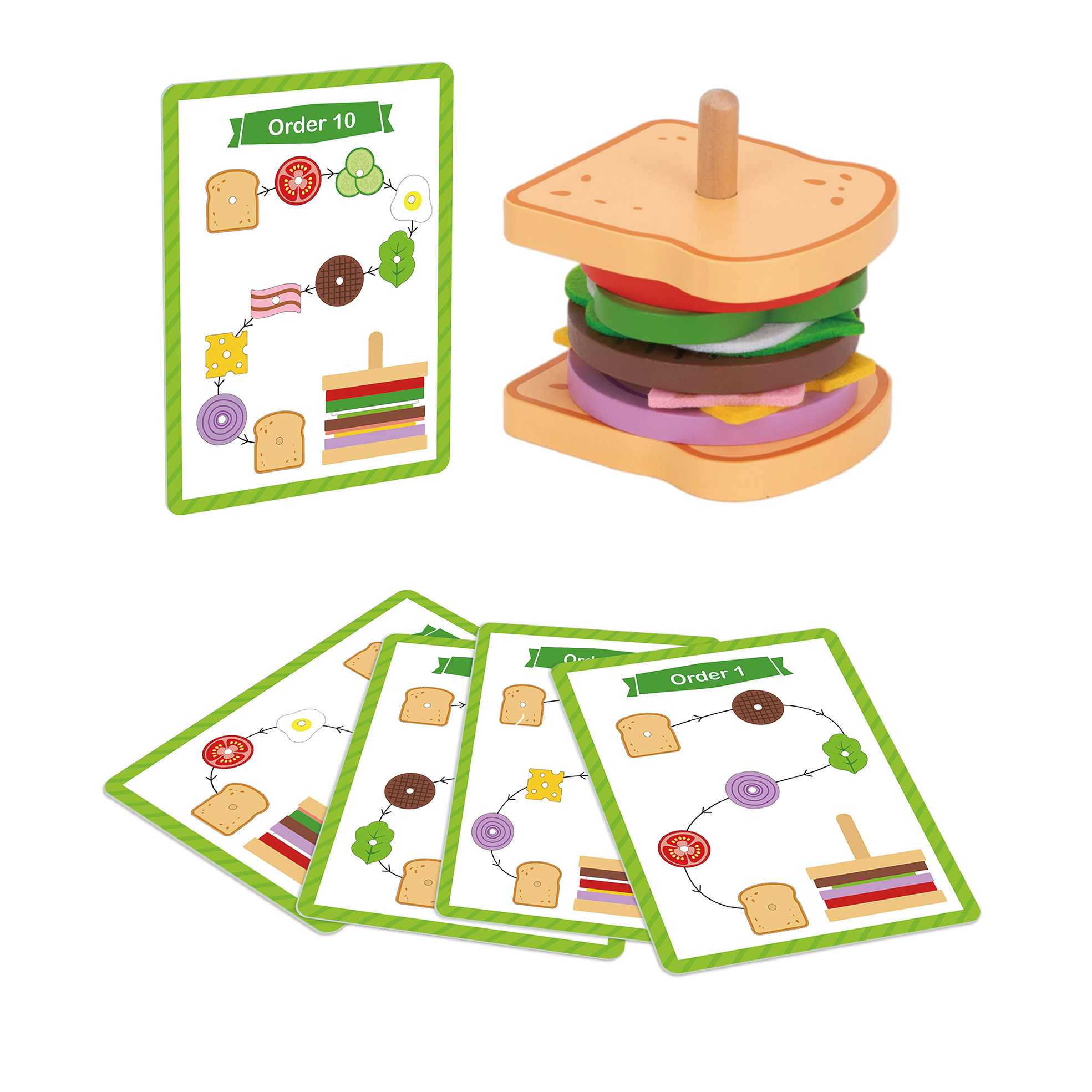 Lucky Baby Tookytoy TK887 Montessori Educative Learning Wooden Making A Sandwich