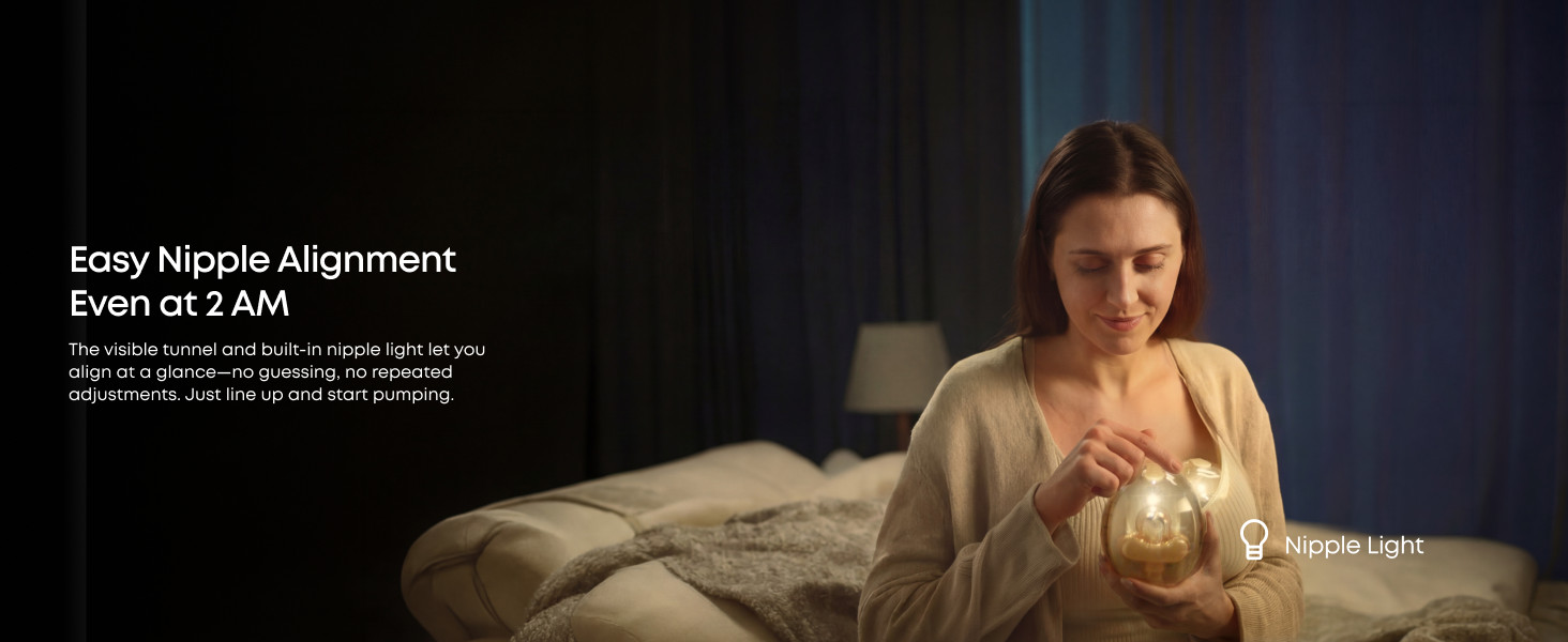 eufy S2 Pro built-in nipple light and 360° see-through design for easy night alignment