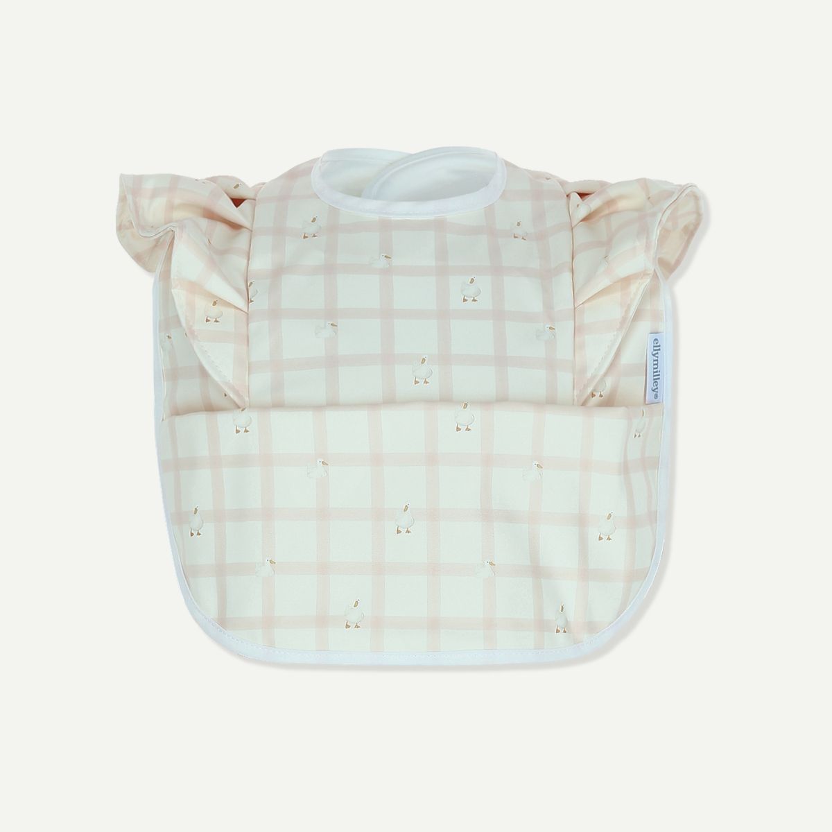 Elly Milley PlayKidz Bulle Ruffled Bib - Gingham Pink Ducky
