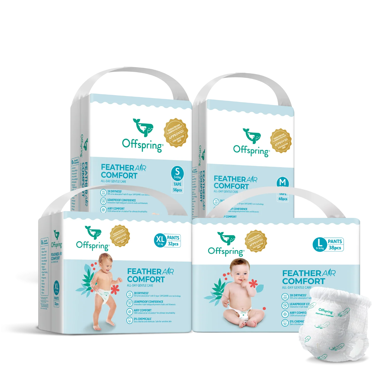 FeatherAir Comfort Diapers 4 Pack Bundle