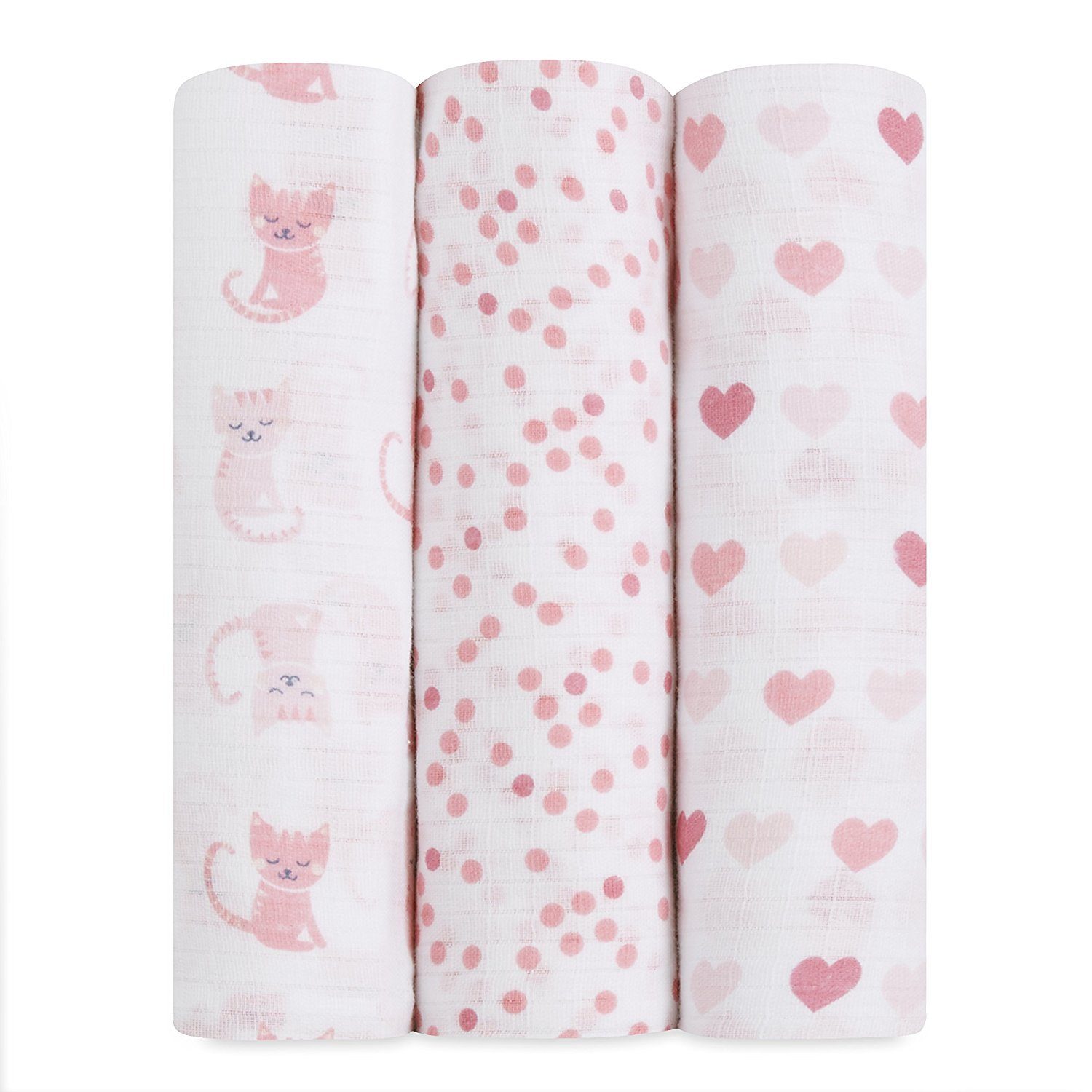 Ideal Baby by the Makers of Aden + Anais Swaddles 3 Pack - Kitty Love
