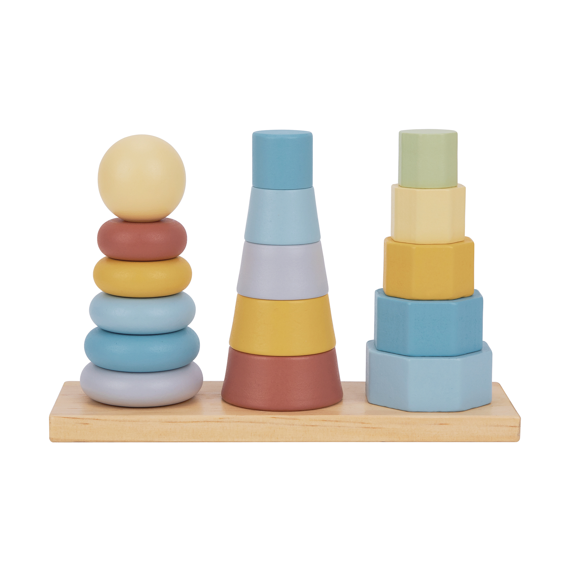 Lucky Baby Tookytoy TKF008B Montessori Educative Learning Wooden Stacking Shape Tower Activity Sensory Toy