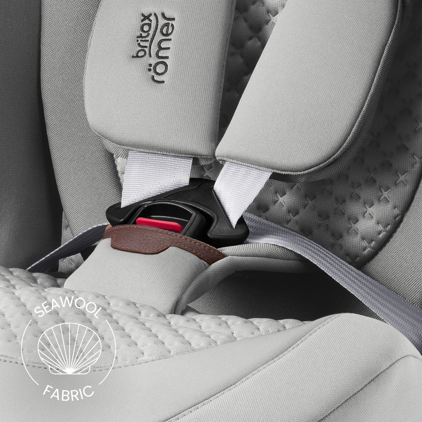 Britax Advansafix Pro — LUX sustainable SeaWool fabric detail (Linen Grey)